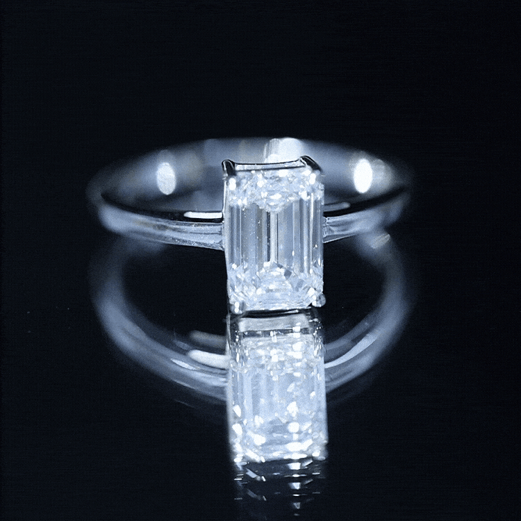 Emerald Cut 2 Carat Engagement Ring with IGI Certified Lab Diamond Lab - ( E-VS1 ) - Rosec Jewels