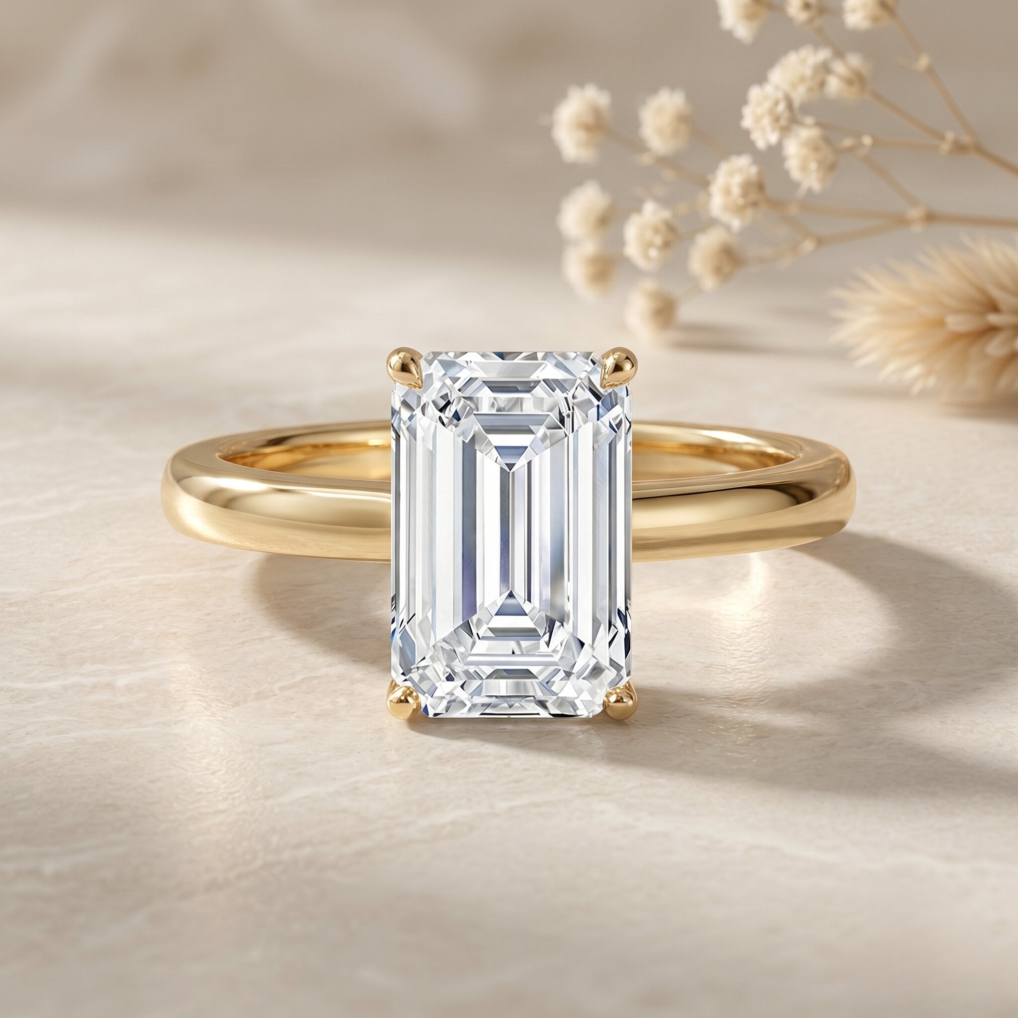 Emerald Cut 2 Carat Engagement Ring with IGI Certified Lab Diamond Lab - ( EF-VS ) - Rosec Jewels