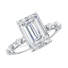 IGI Certified 4 Carat Lab Grown Emerald Cut Diamond Engagement Ring with Spaced Accent Lab - ( EF-VS ) - Rosec Jewels