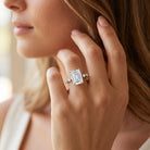 IGI Certified 4 Carat Lab Grown Emerald Cut Diamond Engagement Ring with Spaced Accent Lab - ( EF-VS ) - Rosec Jewels