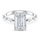 IGI Certified 4 Carat Lab Grown Emerald Cut Diamond Engagement Ring with Spaced Accent Lab - ( EF-VS ) - Rosec Jewels