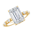 IGI Certified 4 Carat Lab Grown Emerald Cut Diamond Engagement Ring with Spaced Accent Lab - ( EF-VS ) - Rosec Jewels