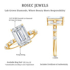 IGI Certified 4 Carat Lab Grown Emerald Cut Diamond Engagement Ring with Spaced Accent Lab - ( EF-VS ) - Rosec Jewels