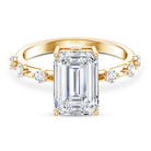 IGI Certified 4 Carat Lab Grown Emerald Cut Diamond Engagement Ring with Spaced Accent Lab - ( EF-VS ) - Rosec Jewels