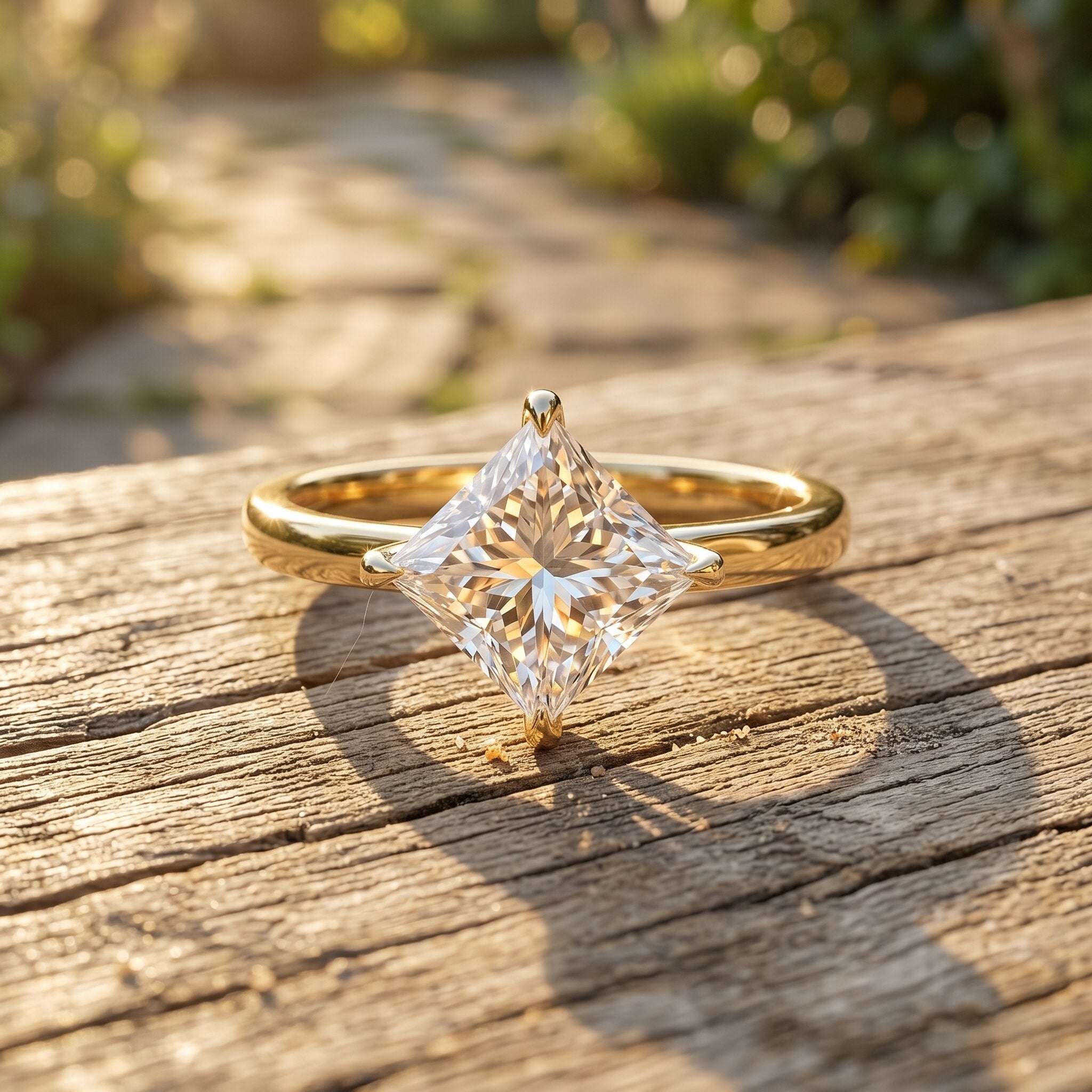 Solitaire 2 Carat Lab Grown Diamond Princess Cut Engagement Ring IGI Certified Lab - ( EF-VS ) - Rosec Jewels