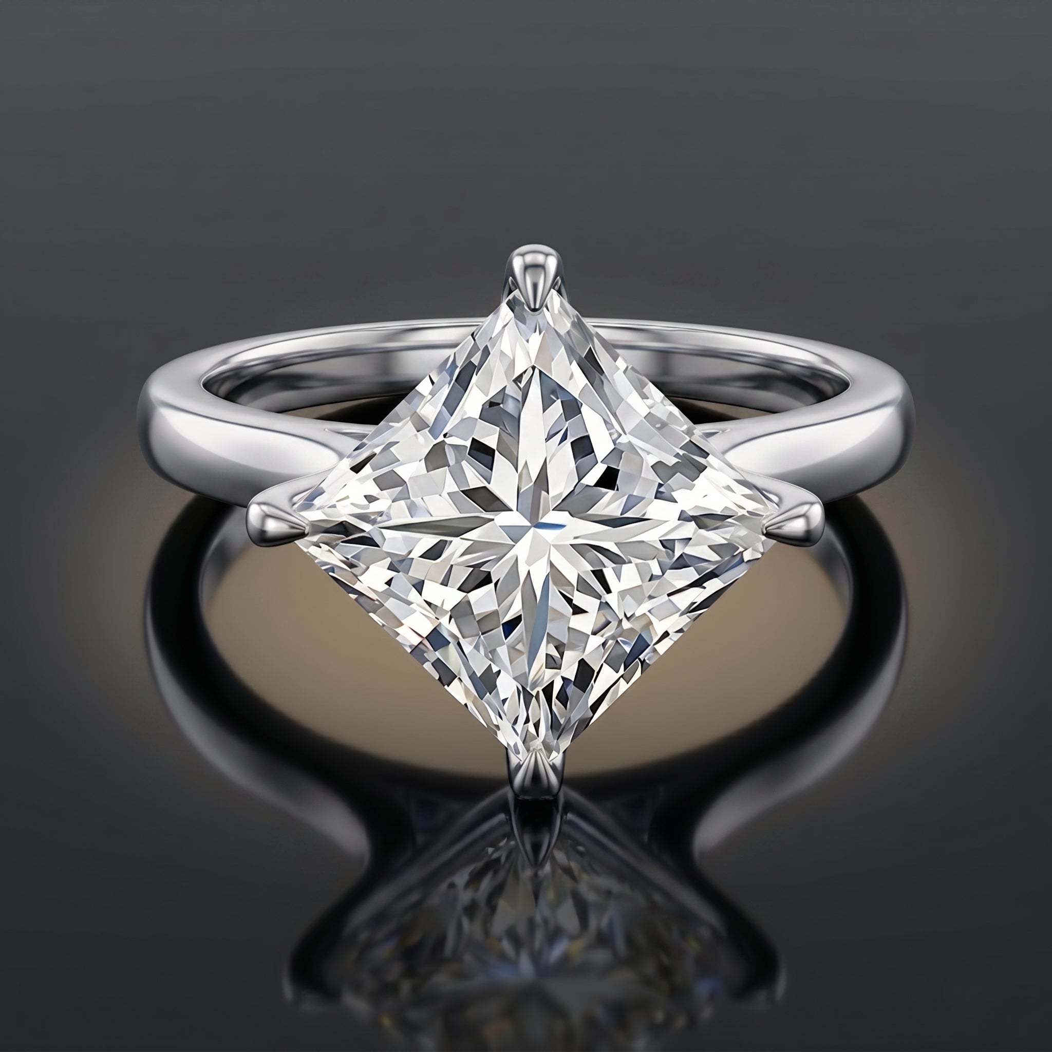 IGI Certified 4 Carat Princess Cut Lab Grown Diamond Engagement Ring Lab - ( E-VS1 ) - Rosec Jewels