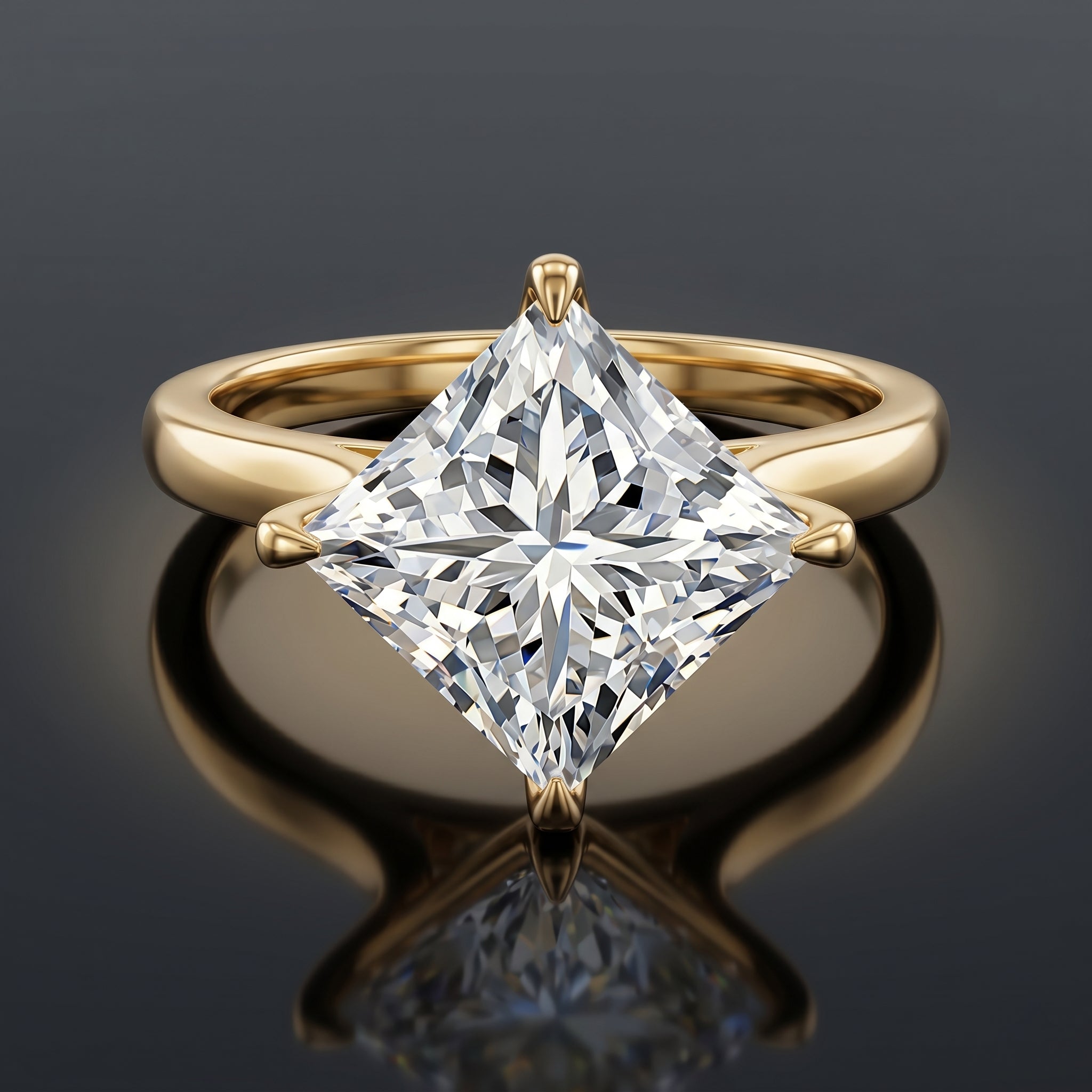 IGI Certified 4 Carat Princess Cut Lab Grown Diamond Engagement Ring Lab - ( E-VS1 ) - Rosec Jewels