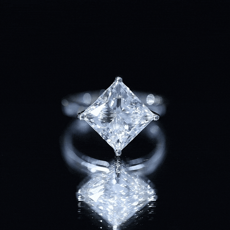 Solitaire 5 Carat Princess Cut Lab Grown Diamond Huge Engagement Ring with IGI Certificate Lab - ( E-VS1 ) - Rosec Jewels