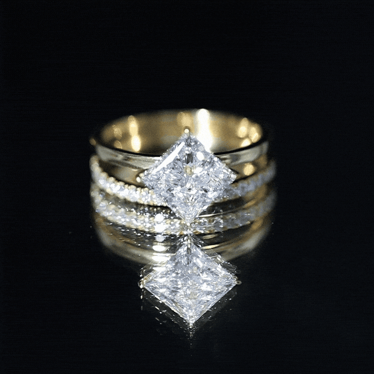 IGI Certified 2 Carat Lab Grown Diamond Princess Cut Bridal Ring Set for Her Lab - ( E-VS1 ) - Rosec Jewels