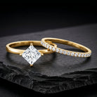 IGI Certified 2 Carat Lab Grown Diamond Princess Cut Bridal Ring Set for Her Lab - ( E-VS1 ) - Rosec Jewels