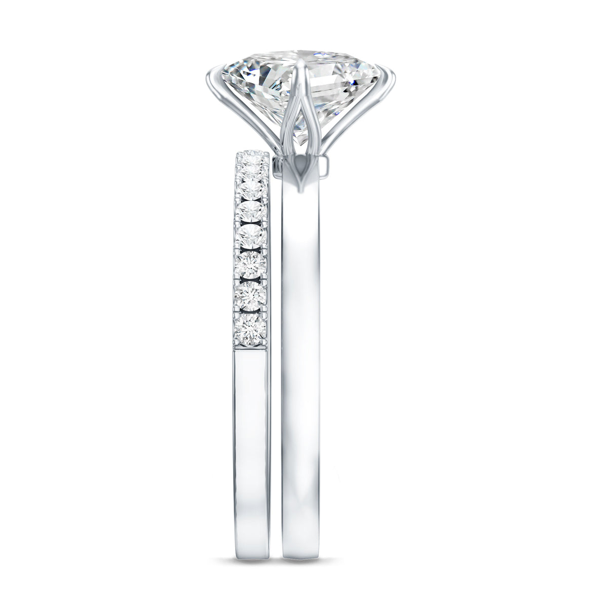IGI Certified 2 Carat Lab Grown Diamond Princess Cut Wedding Ring Set Lab - ( E-VS1 ) - Rosec Jewels