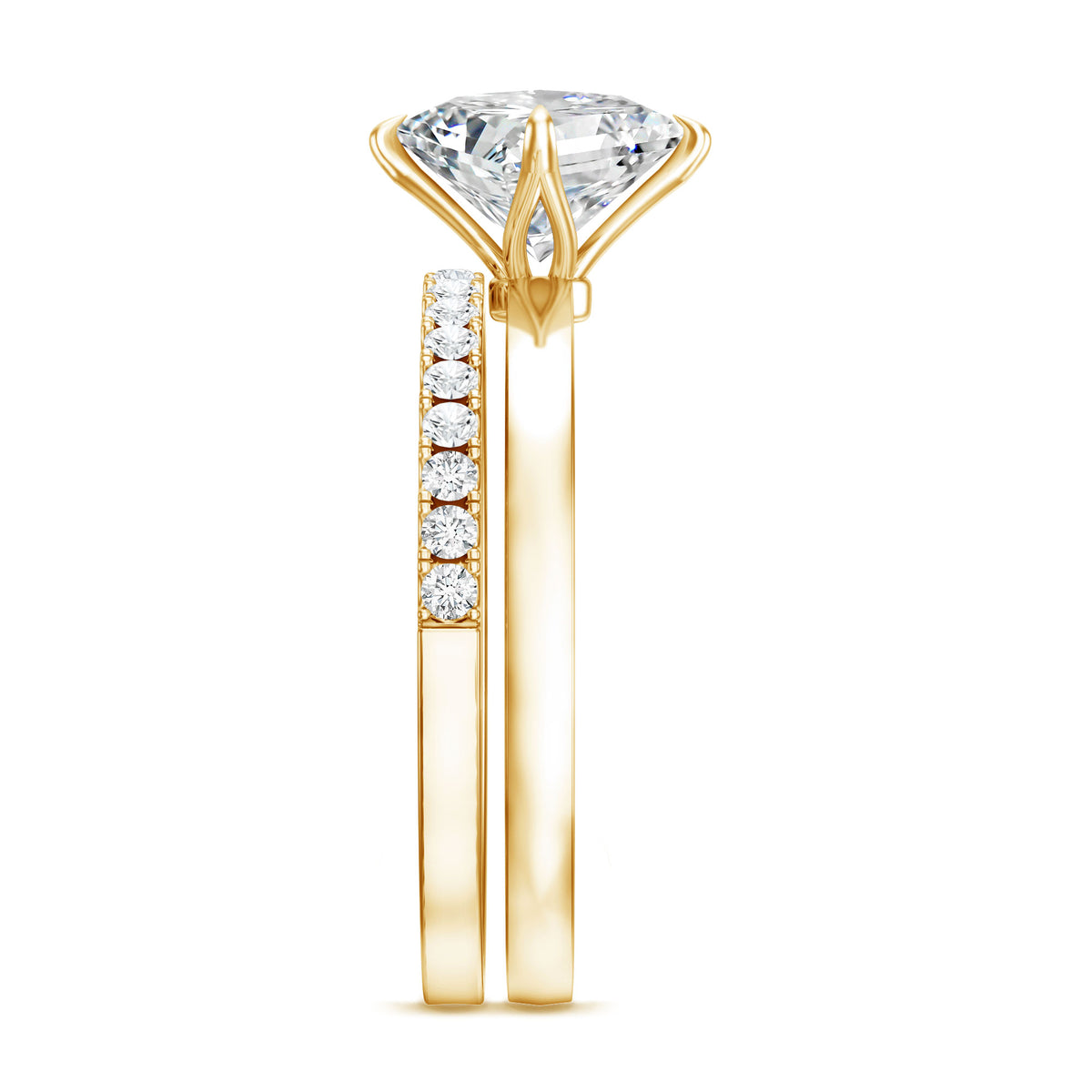 IGI Certified 2 Carat Lab Grown Diamond Princess Cut Wedding Ring Set Lab - ( E-VS1 ) - Rosec Jewels