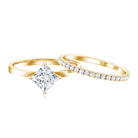 IGI Certified 2 Carat Lab Grown Diamond Princess Cut Wedding Ring Set Lab - ( E-VS1 ) - Rosec Jewels