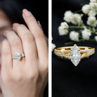 1 Carat Marquise Cut Lab Grown Diamond Split Shank Engagement Ring with IGI Certificate Lab - ( EF-VS ) - Rosec Jewels