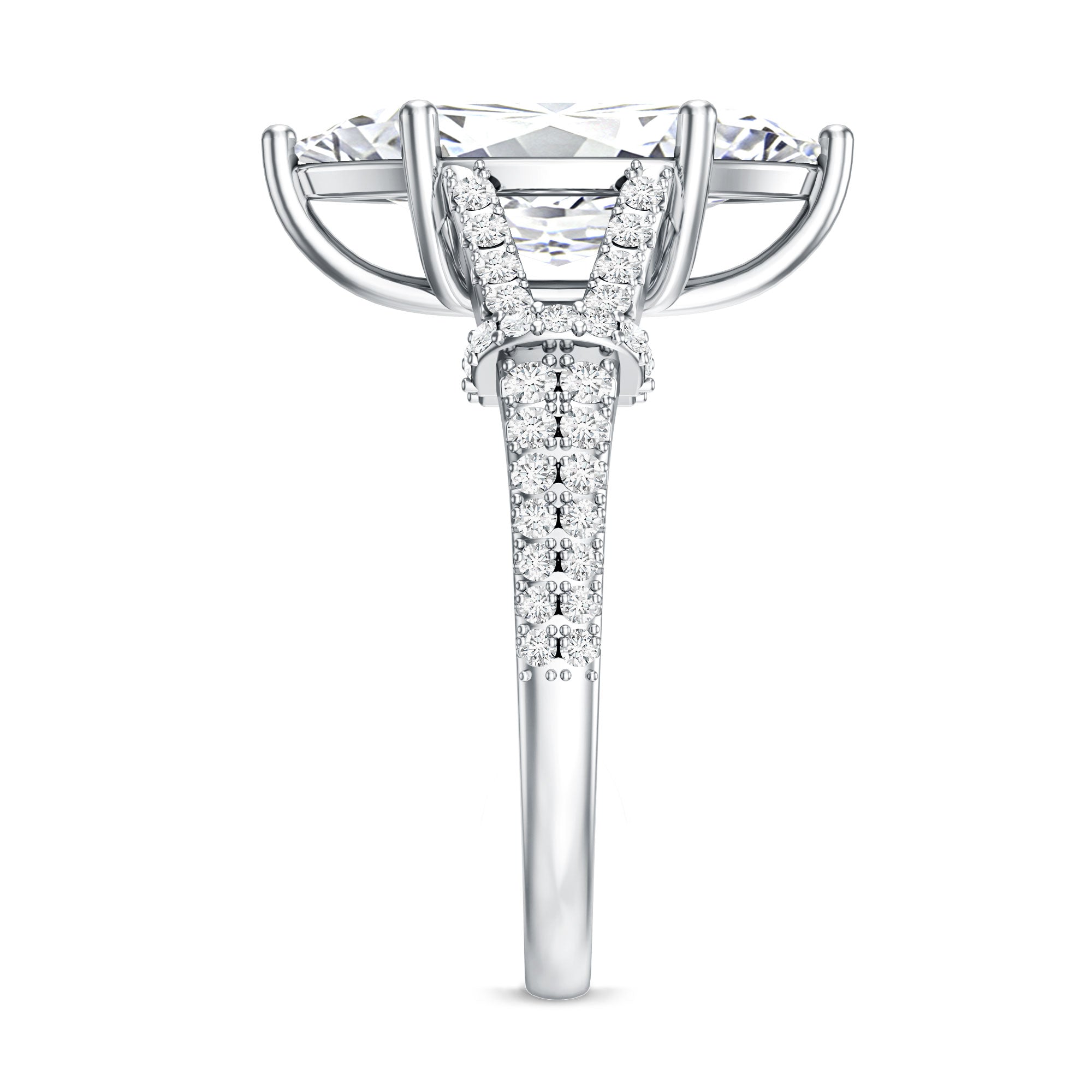 Vintage Inspired Marquise Cut Lab Grown Diamond Split Shank Engagement Ring IGI Certified 3 Carat Lab - ( E-VS1 ) - Rosec Jewels