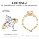 Vintage Inspired Marquise Cut Lab Grown Diamond Split Shank Engagement Ring IGI Certified 3 Carat Lab - ( E-VS1 ) - Rosec Jewels