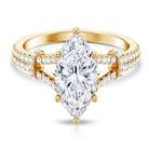 Vintage Inspired Marquise Cut Lab Grown Diamond Split Shank Engagement Ring IGI Certified 3 Carat Lab - ( E-VS1 ) - Rosec Jewels