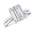 Ethically Sourced 3 Carat Lab Grown Diamond Emerald Cut Engagement Ring IGI Certified Lab - ( E-VS1 ) - Rosec Jewels