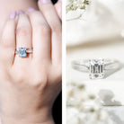 Ethically Sourced 3 Carat Lab Grown Diamond Emerald Cut Engagement Ring IGI Certified Lab - ( E-VS1 ) - Rosec Jewels