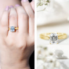 Ethically Sourced 3 Carat Lab Grown Diamond Emerald Cut Engagement Ring IGI Certified Lab - ( E-VS1 ) - Rosec Jewels