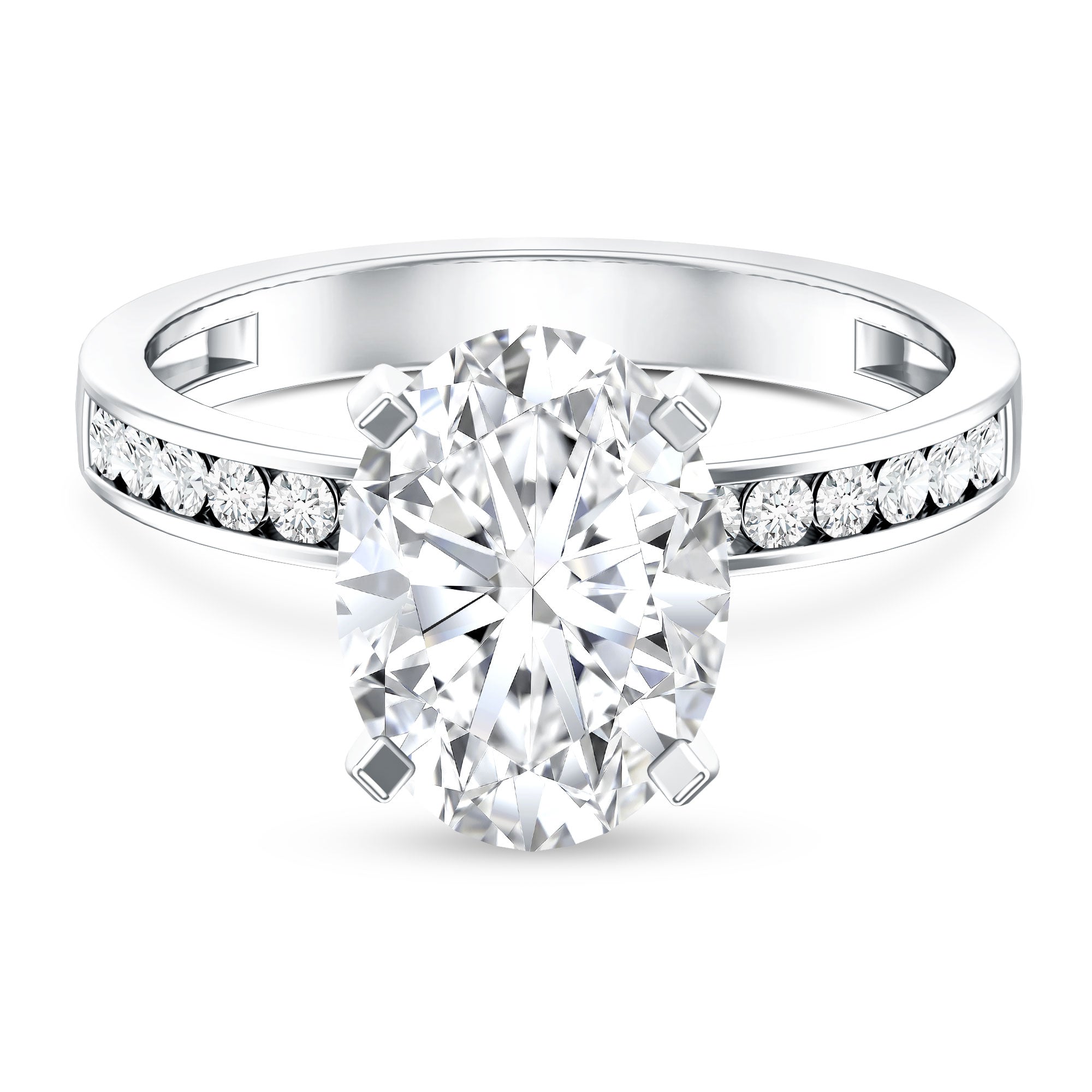 IGI Certified 3 Carat Lab Grown Diamond Oval Engagement Ring for Women Lab - ( EF-VS ) - Rosec Jewels