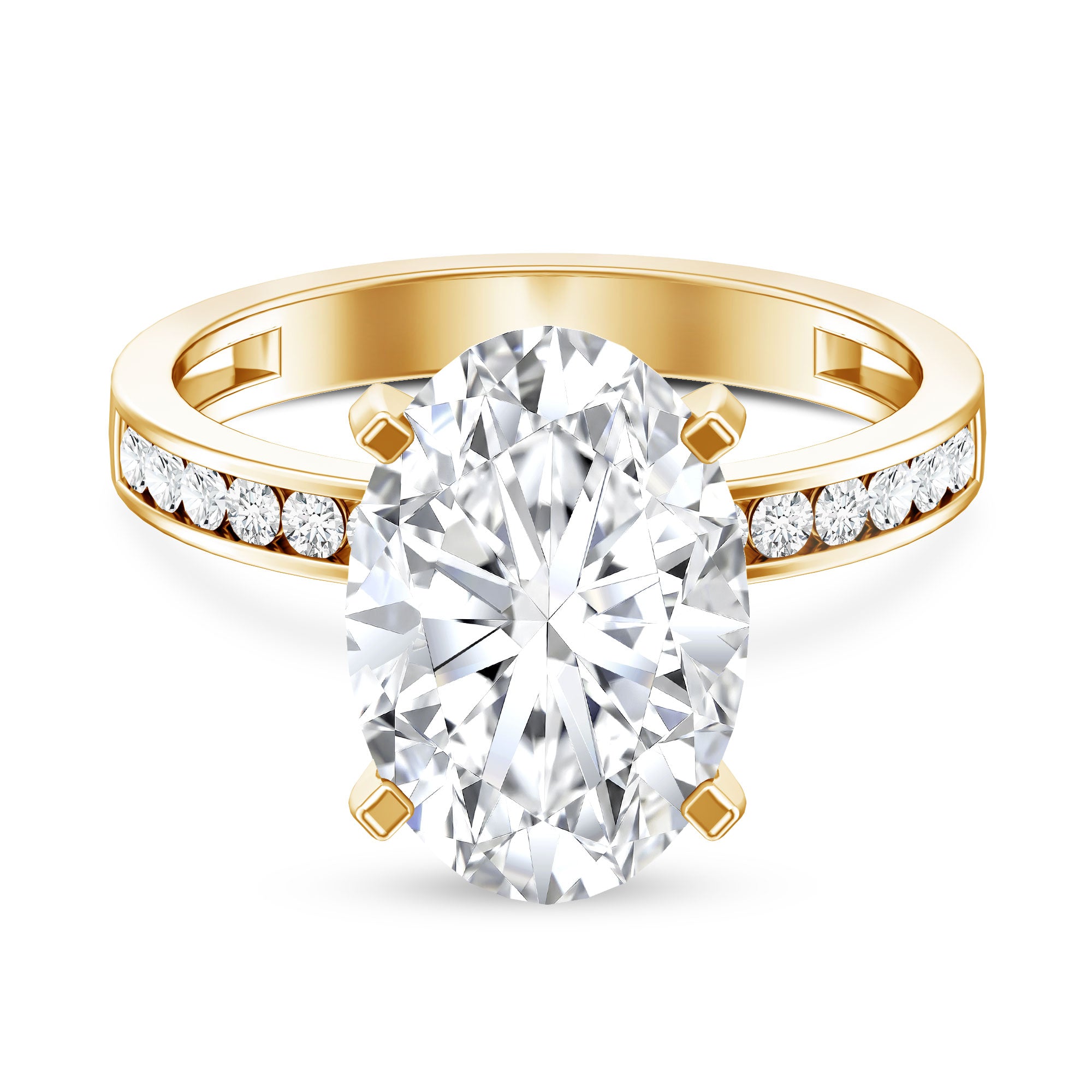 4 Carat Oval Shaped Lab Grown Diamond Huge Engagement Ring with IGI Certificate Lab - ( EF-VS ) - Rosec Jewels