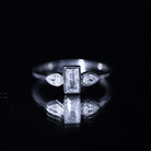 Rosec Jewels-Baguette and Pear Cut Lab Created Diamond Three Stone Engagement Ring