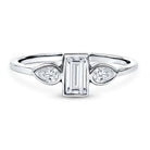 Rosec Jewels-Baguette and Pear Cut Lab Created Diamond Three Stone Engagement Ring