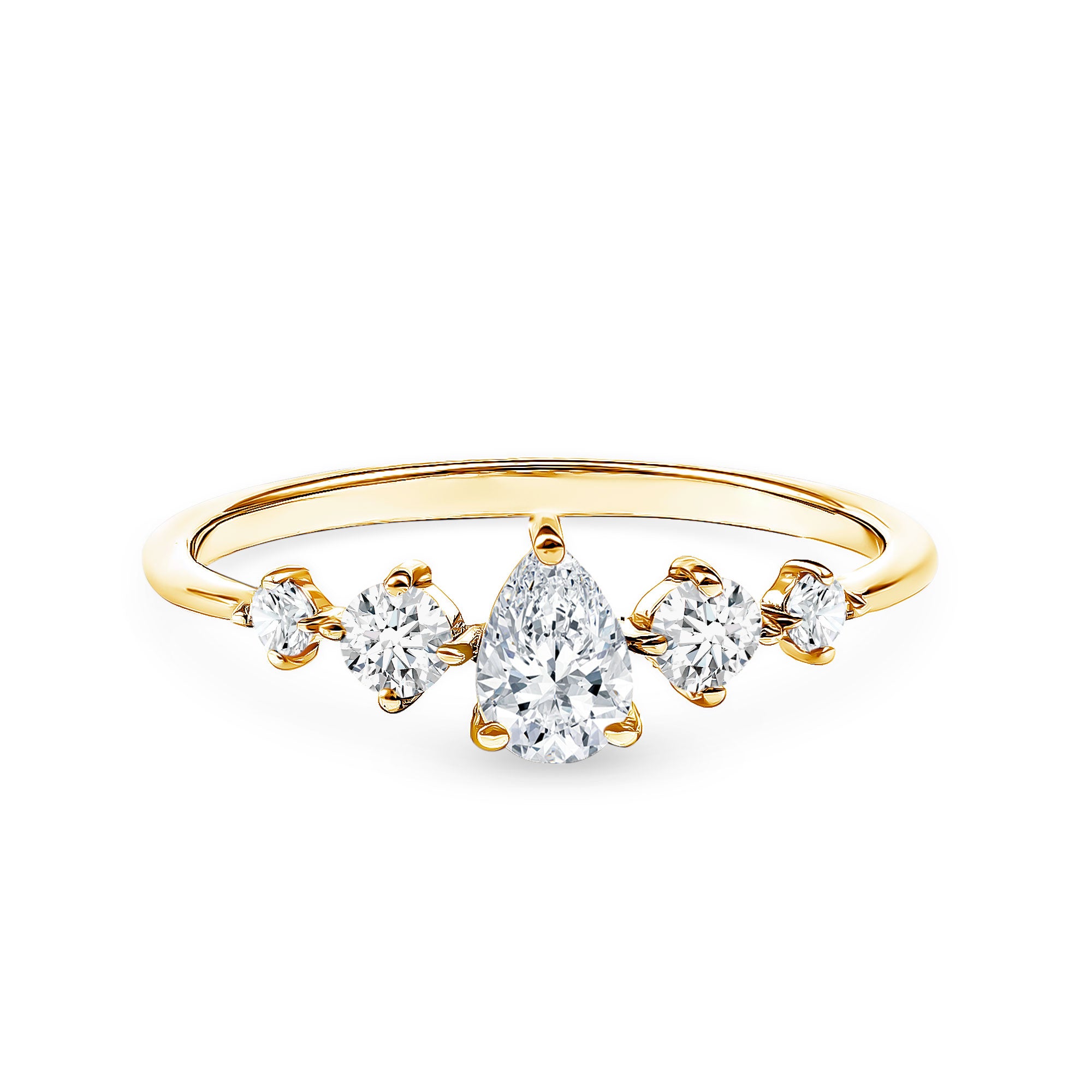 Rosec Jewels-Graduated Style Pear and Round Lab Grown Diamond Engagement Ring