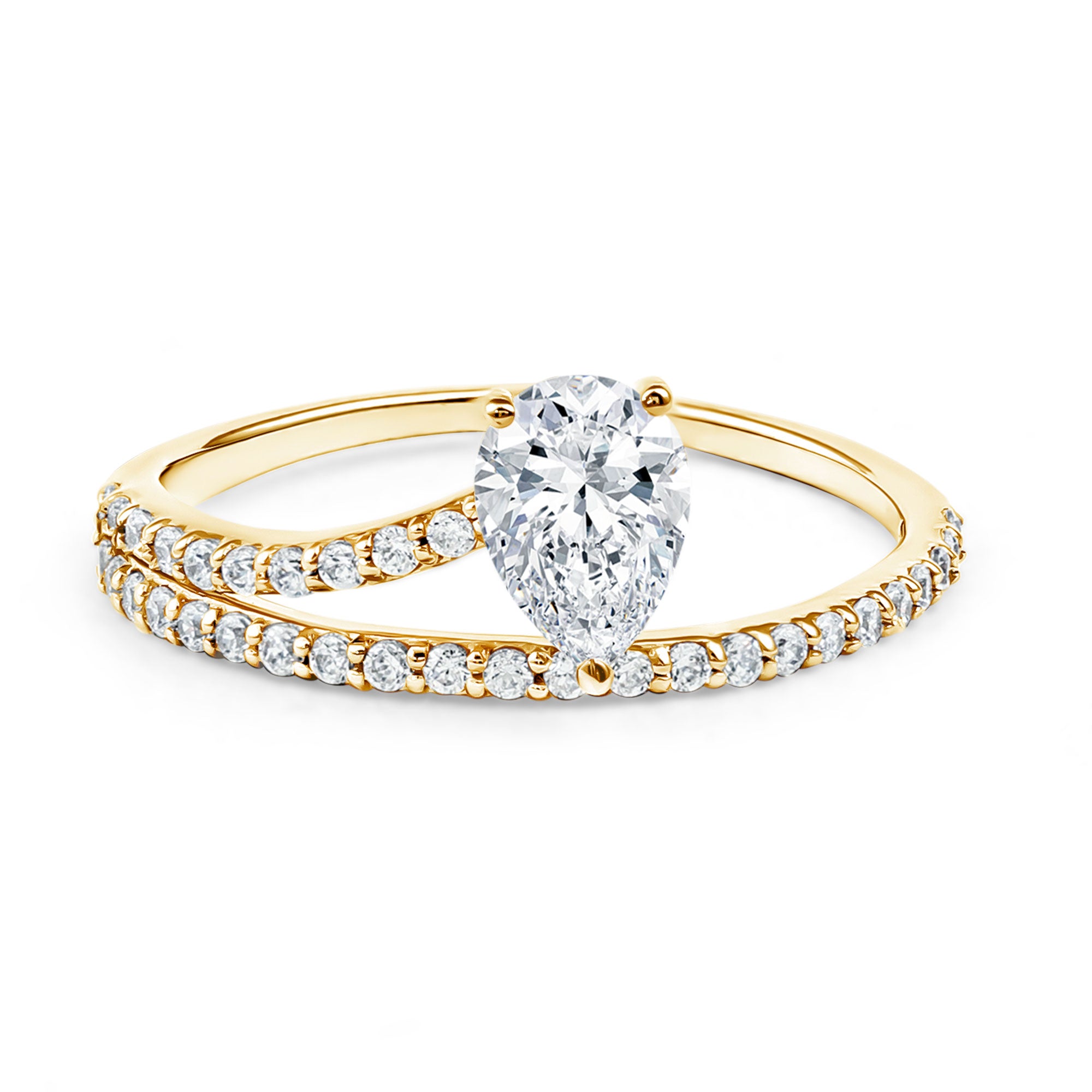 Rosec Jewels-Solitaire 0.6 Carat Pear Shape Lab Grown Diamond Designer Engagement Ring