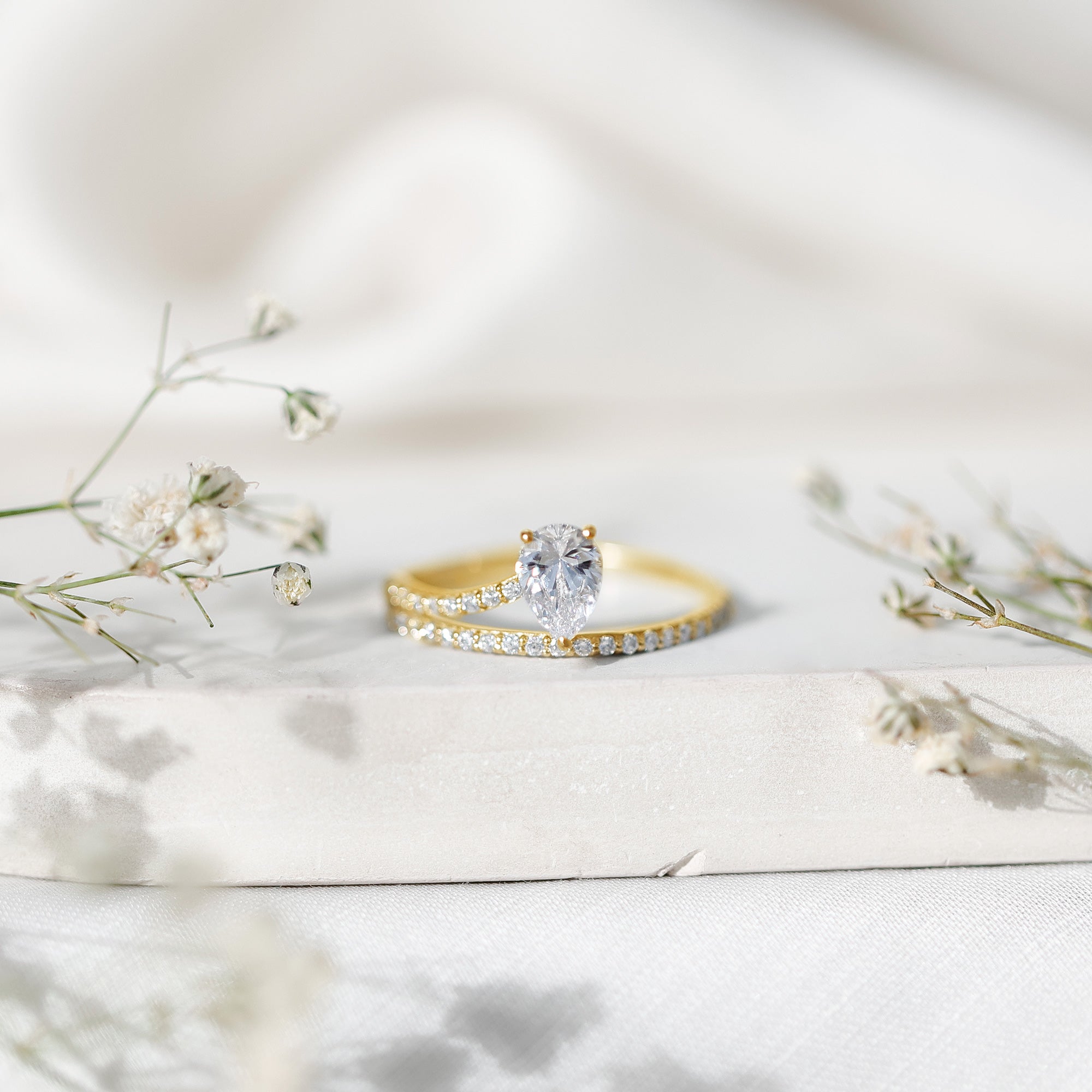 Rosec Jewels-Solitaire 0.6 Carat Pear Shape Lab Grown Diamond Designer Engagement Ring