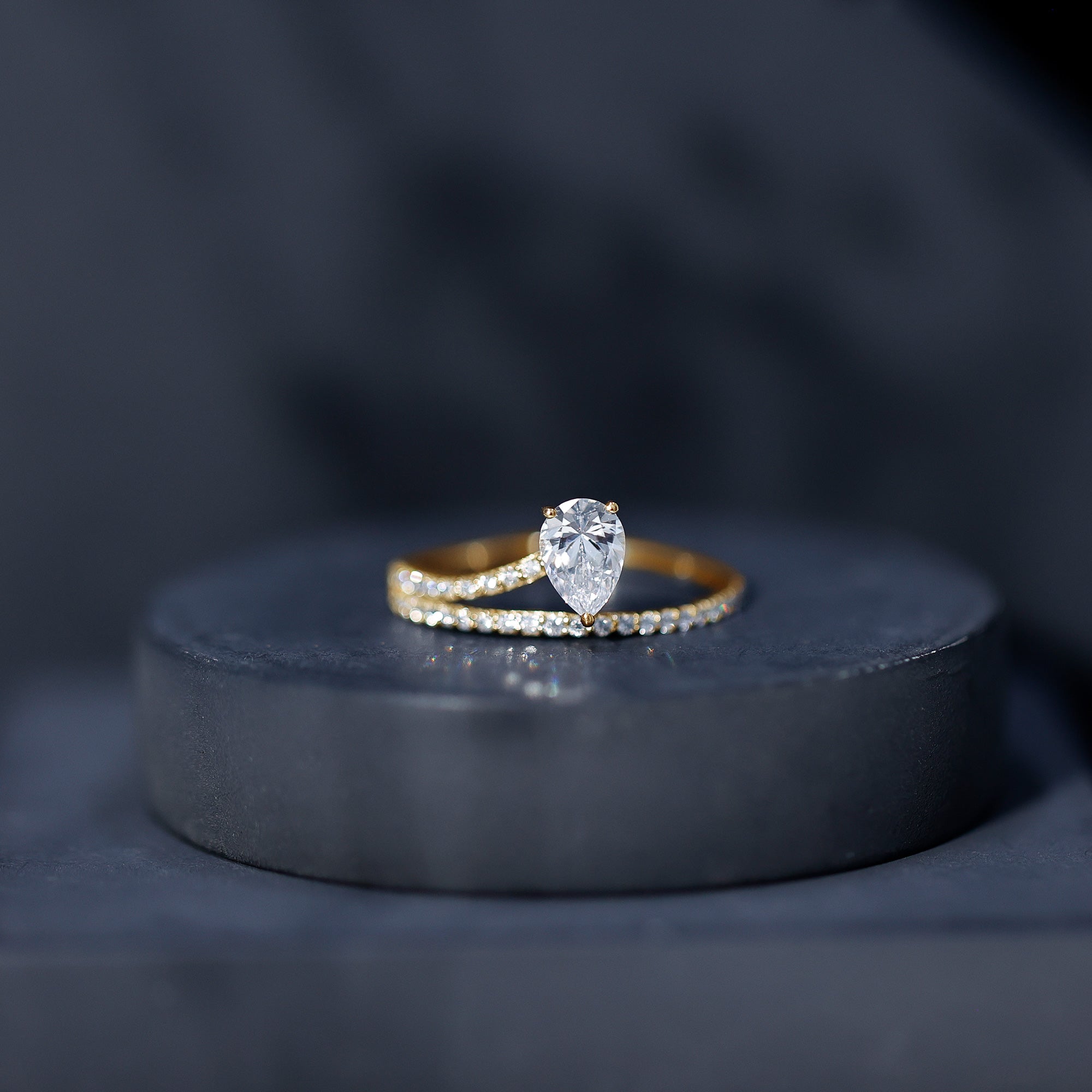 Rosec Jewels-Solitaire 0.6 Carat Pear Shape Lab Grown Diamond Designer Engagement Ring