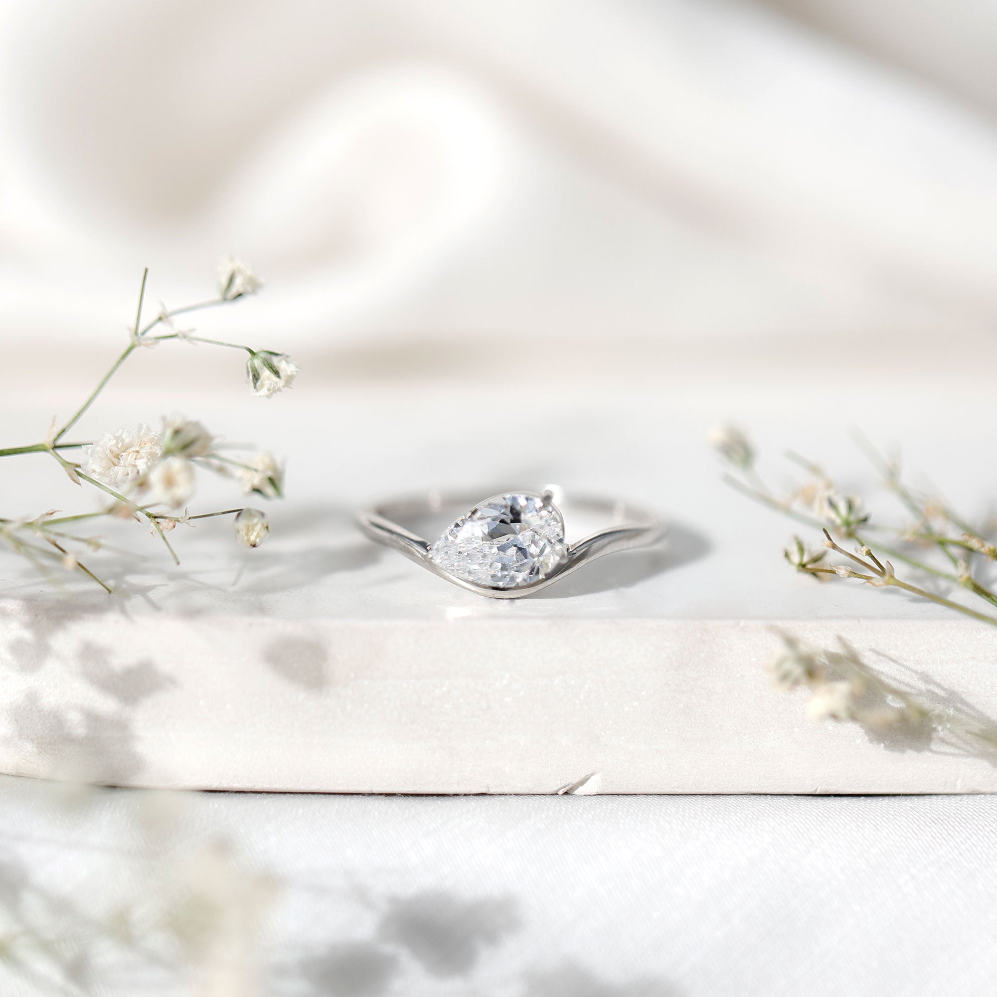 Rosec Jewels-1.3 Carat Pear Shaped Lab Grown Diamond Solitaire Engagement Ring