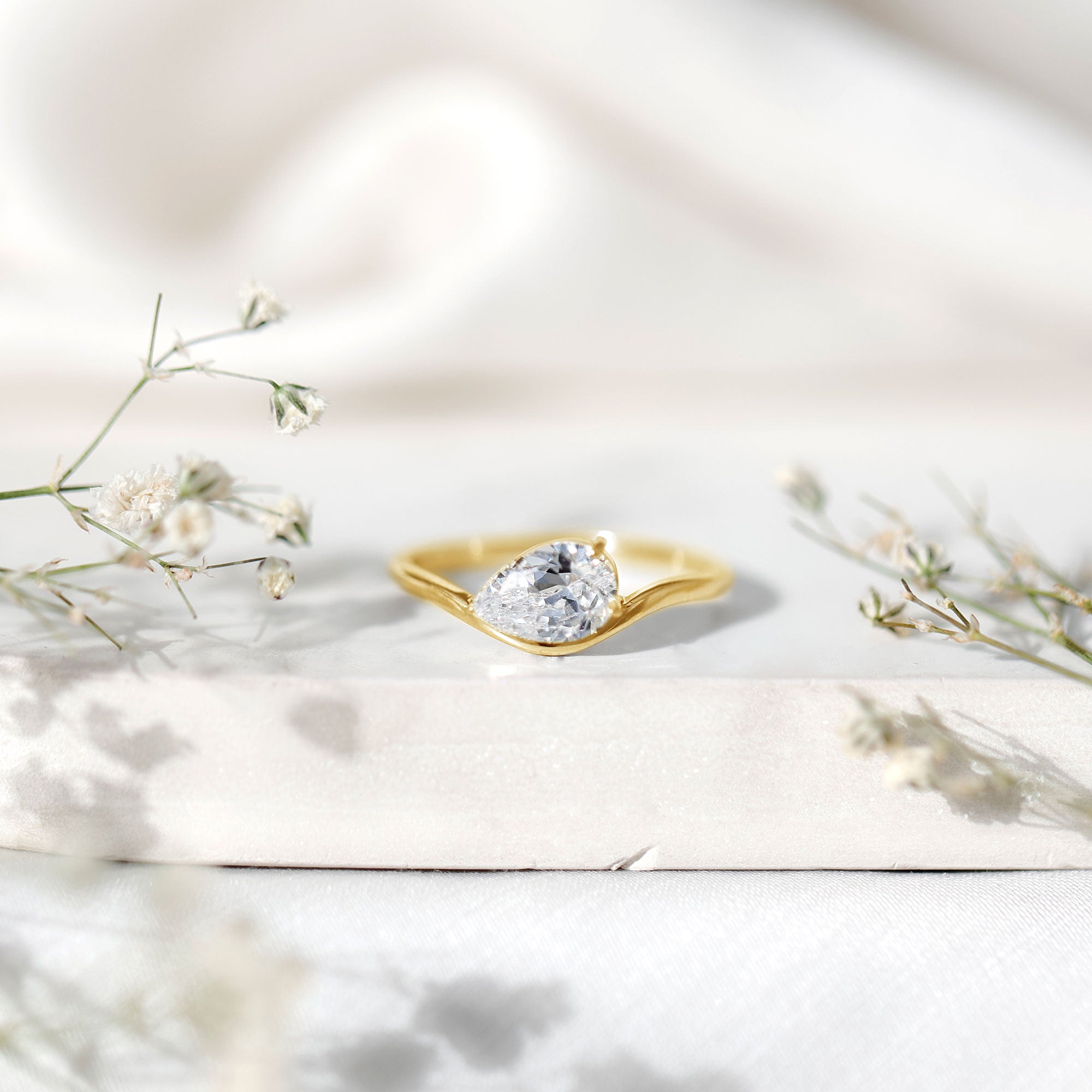 Rosec Jewels-1.3 Carat Pear Shaped Lab Grown Diamond Solitaire Engagement Ring