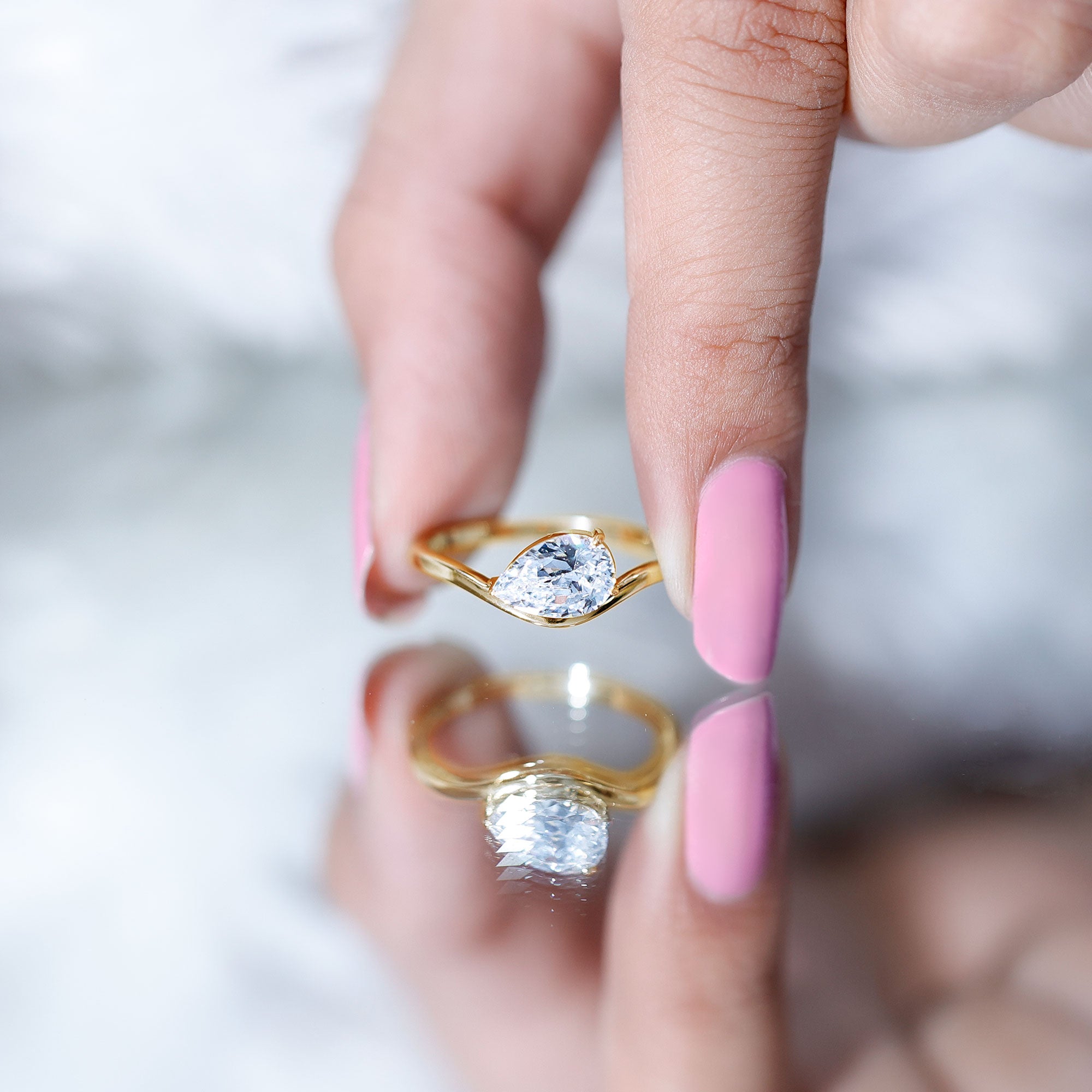 Rosec Jewels-1.3 Carat Pear Shaped Lab Grown Diamond Solitaire Engagement Ring