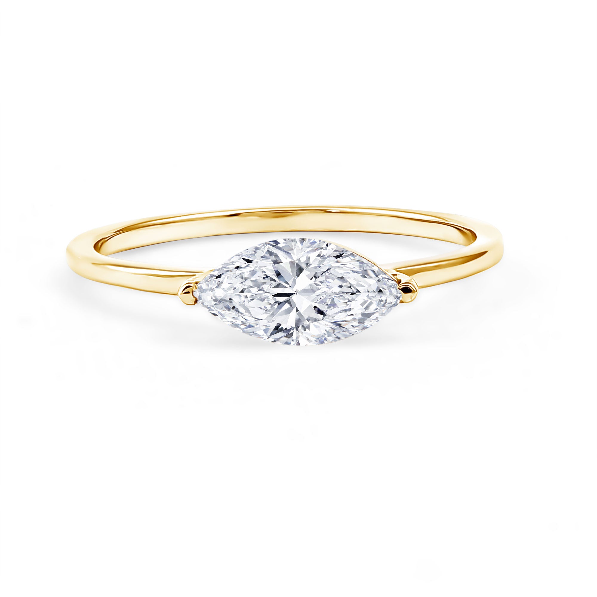 Rosec Jewels-East West Marquise Cut 1 Carat Lab Grown Diamond Solitaire Ring