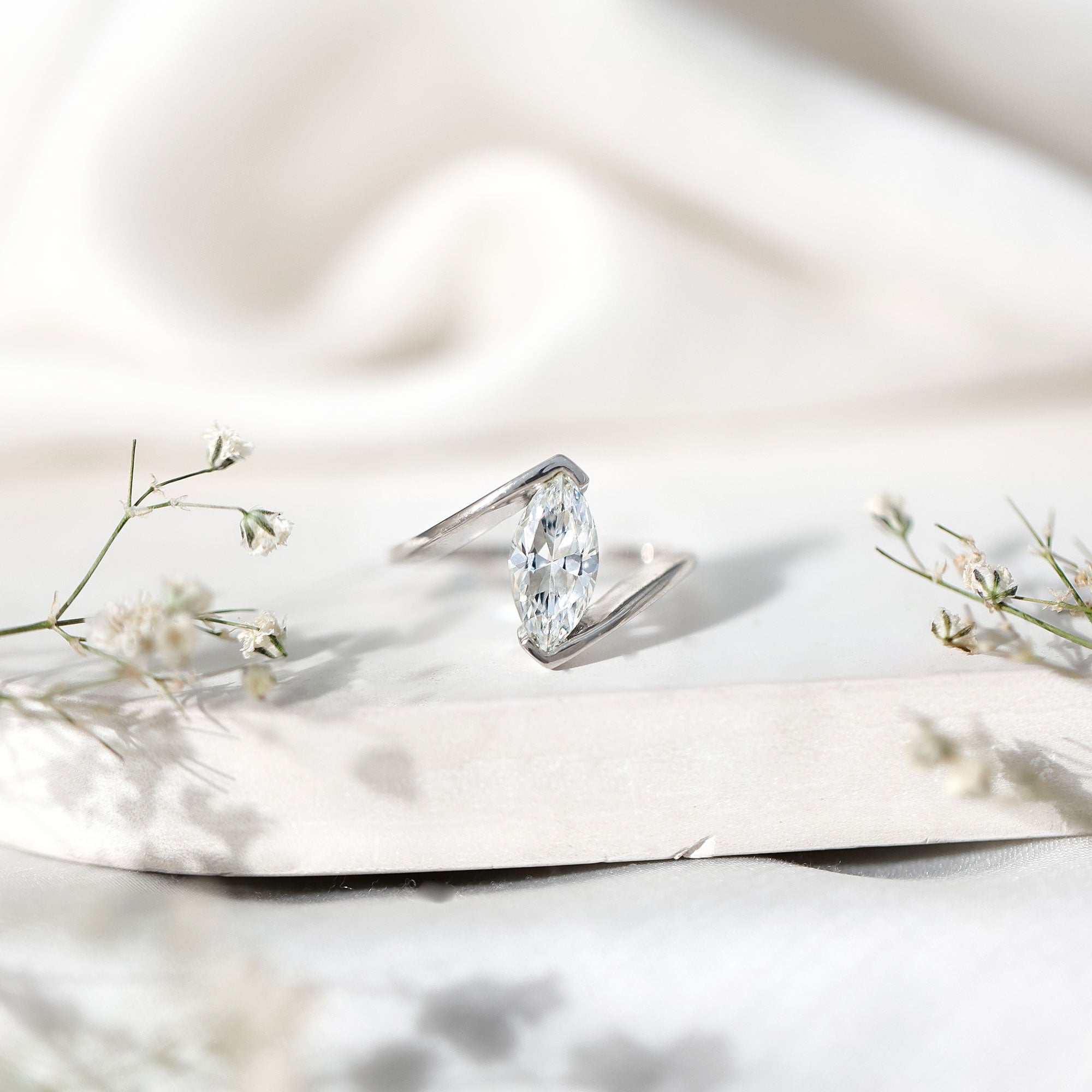 Rosec Jewels-Marquise Cut 2 Carat Lab Grown Diamond Engagement Ring