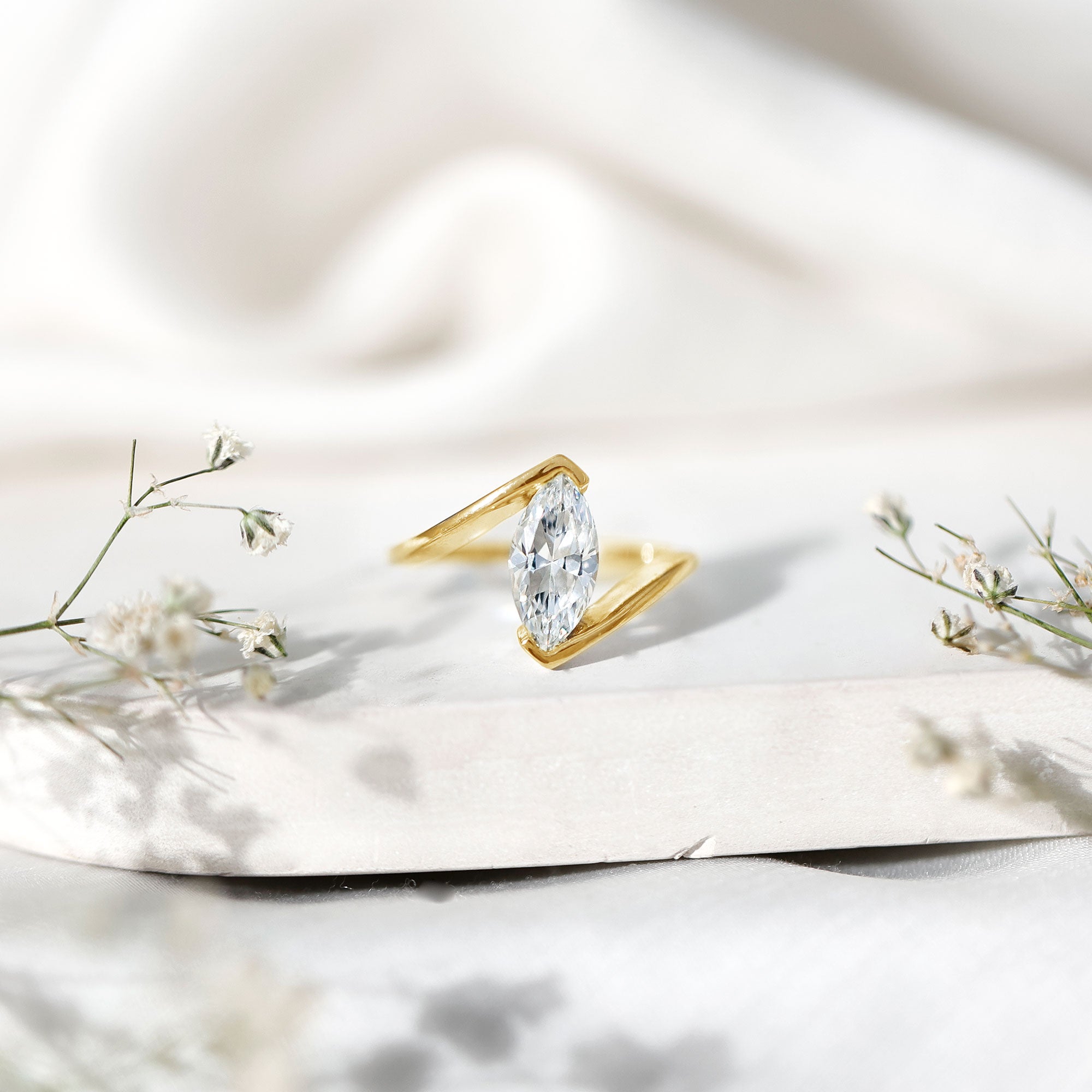 Rosec Jewels-Marquise Cut 2 Carat Lab Grown Diamond Engagement Ring