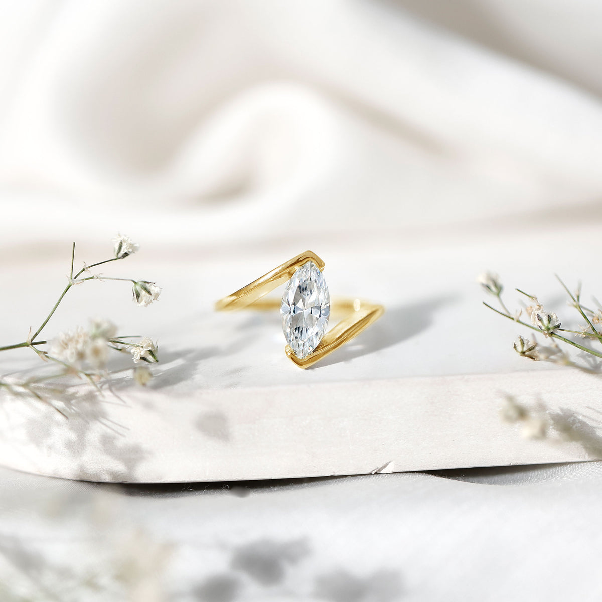 IGI Certified Marquise Cut 2 Carat Lab Grown Diamond Engagement Ring Lab - ( E-VS1 ) - Rosec Jewels