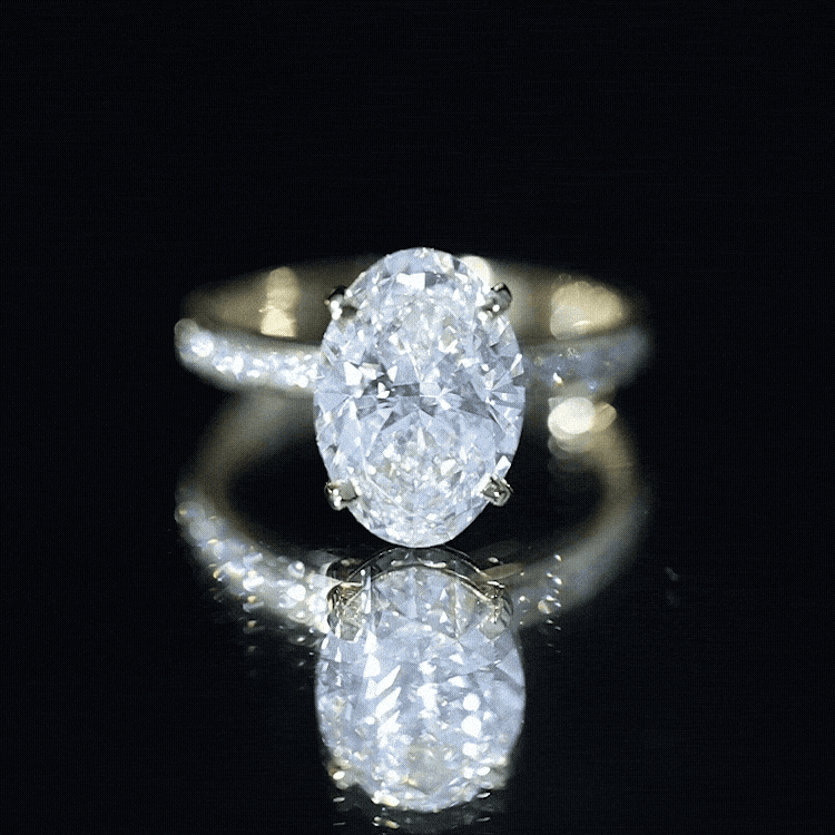 Oval Cut 5 Carat Lab Grown Diamond Big Engagement Ring with IGI Certificate Lab - ( E-VS1 ) - Rosec Jewels
