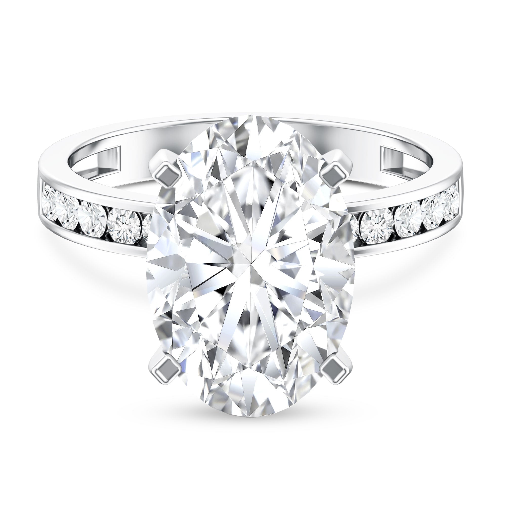 Oval Cut 5 Carat Lab Grown Diamond Big Engagement Ring with IGI Certificate Lab - ( EF-VS ) - Rosec Jewels