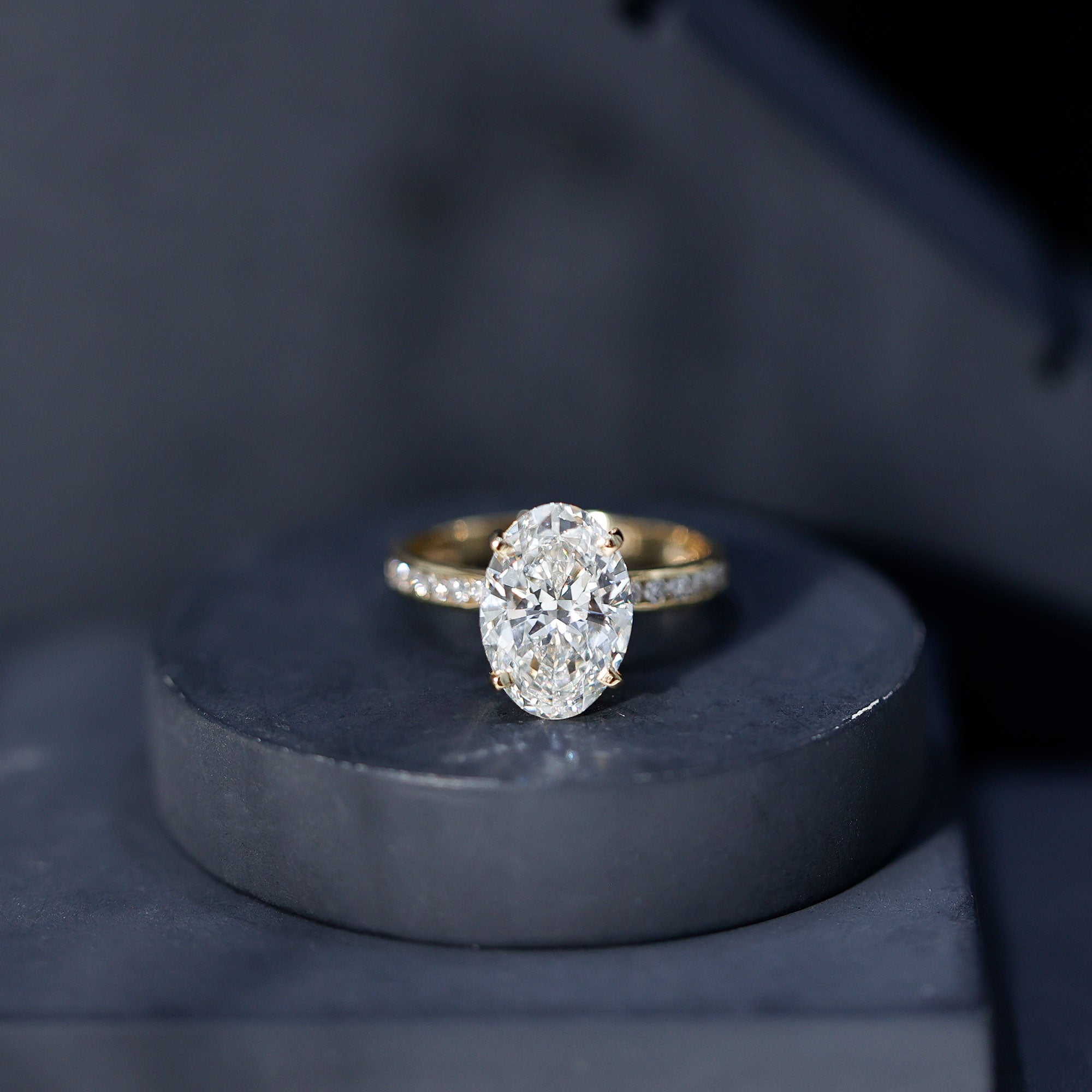 Oval Cut 5 Carat Lab Grown Diamond Big Engagement Ring with IGI Certificate Lab - ( E-VS1 ) - Rosec Jewels