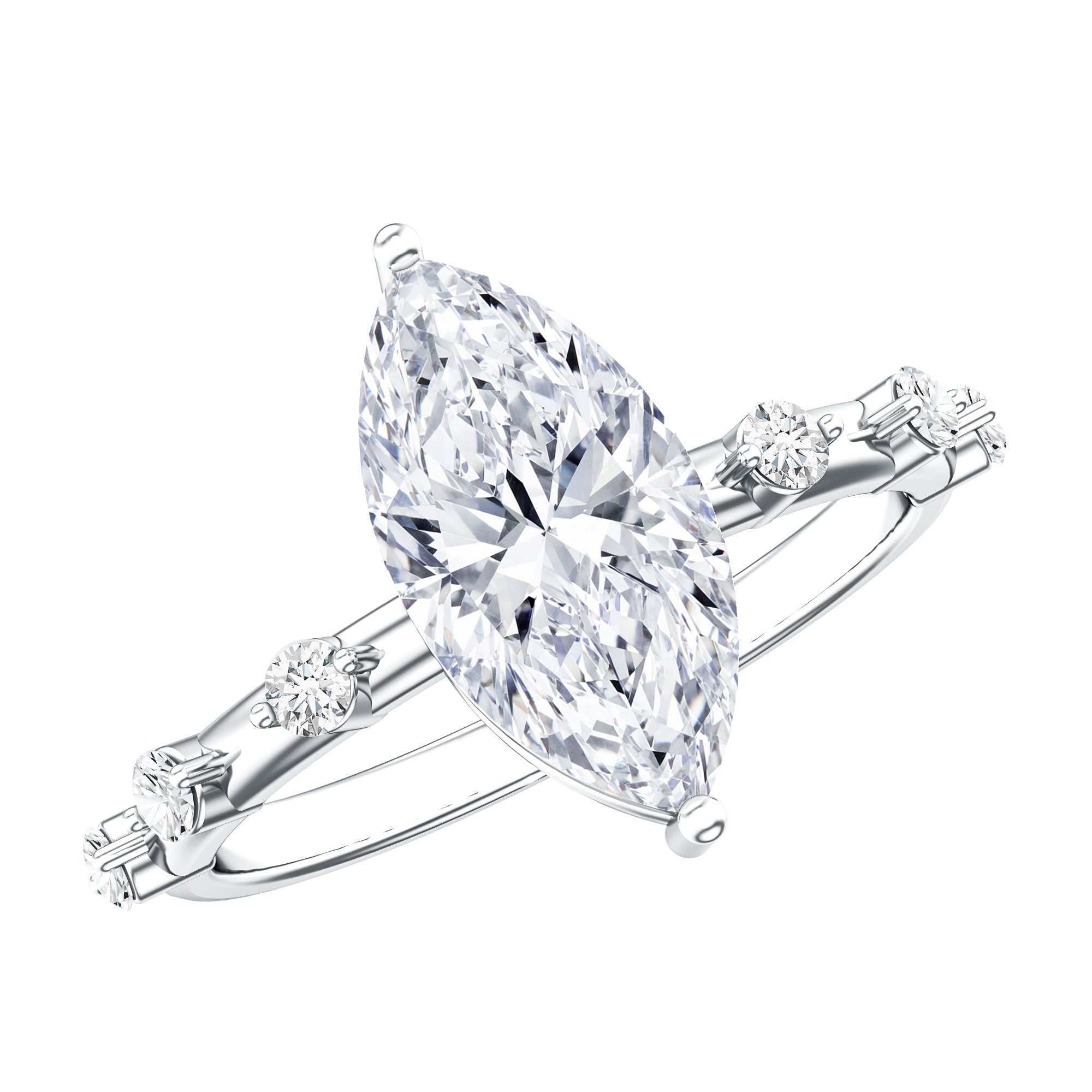 Solitaire 2 Carat Lab Created Diamond Marquise Engagement Ring IGI Certified Lab - ( E-VS1 ) - Rosec Jewels