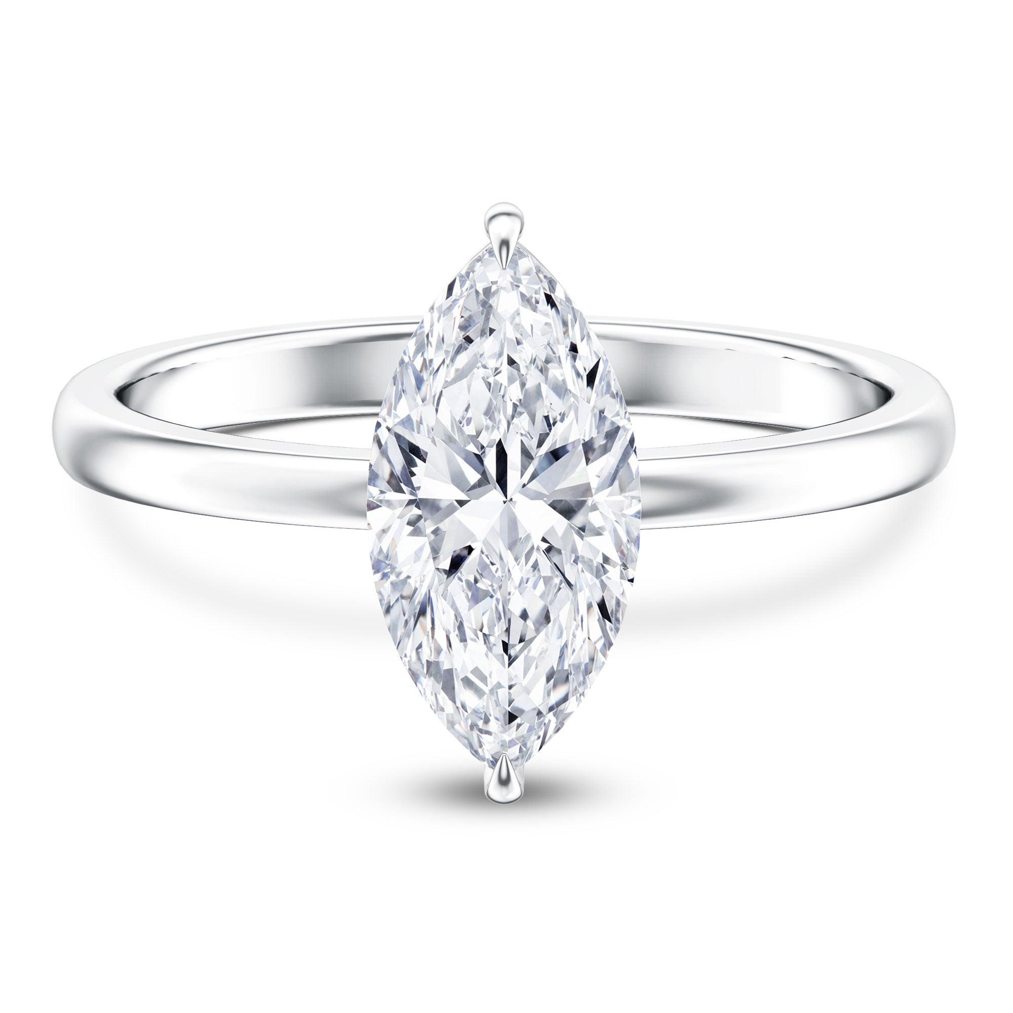 IGI Certified Marquise Cut Lab Created Diamond Solitaire Engagement Ring 2 Carat Lab - ( E-VS1 ) - Rosec Jewels