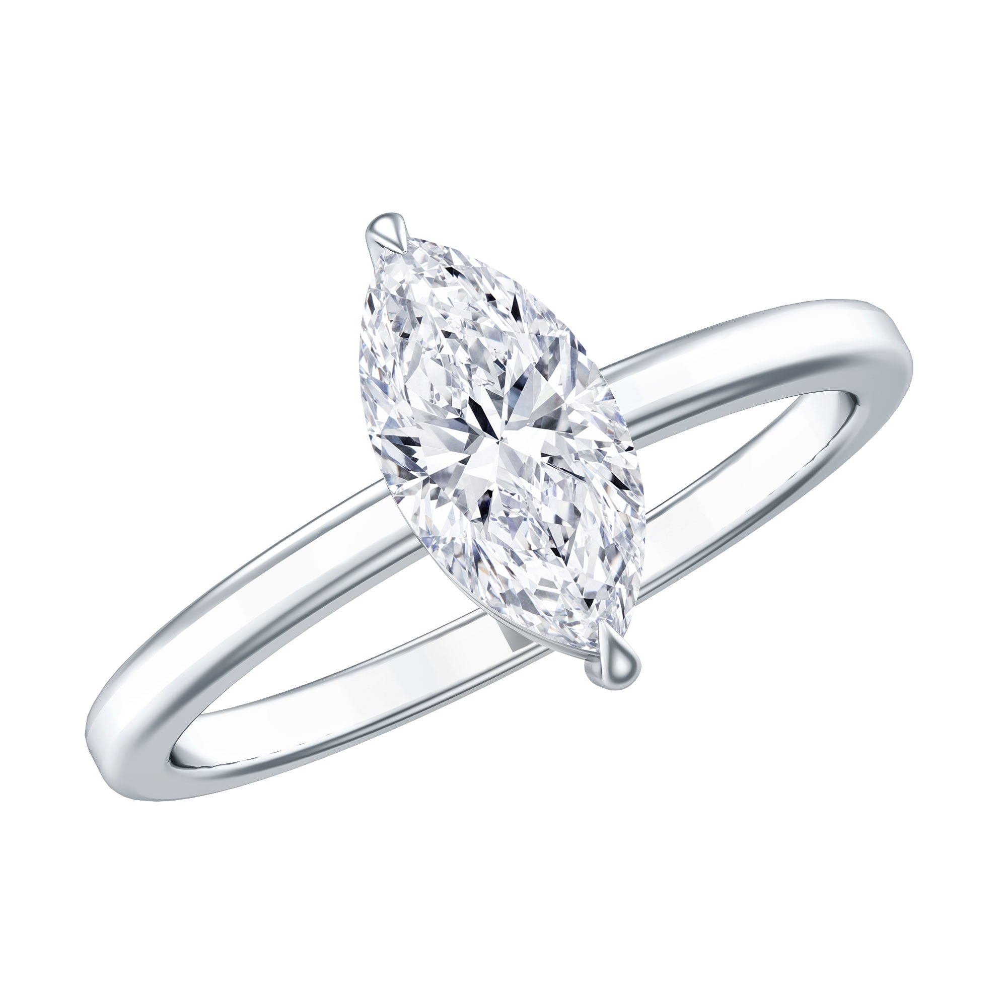 Rosec Jewels-IGI Certified Lab Grown 1 Carat Diamond Marquise Engagement Ring Solitaire