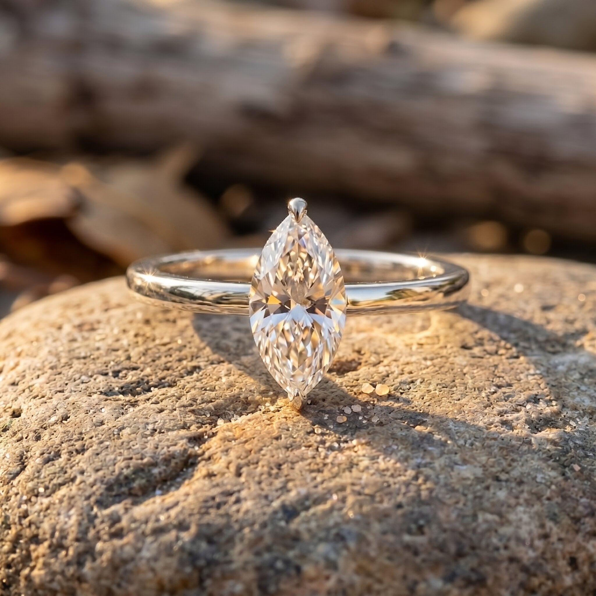 IGI Certified Lab Grown 1 Carat Diamond Marquise Engagement Ring Solitaire Lab - ( E-VS1 ) - Rosec Jewels