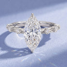 IGI Certified Lab Grown Diamond 3 Carat Marquise Engagement Ring with Spaced Accent Lab - ( E-VS1 ) - Rosec Jewels