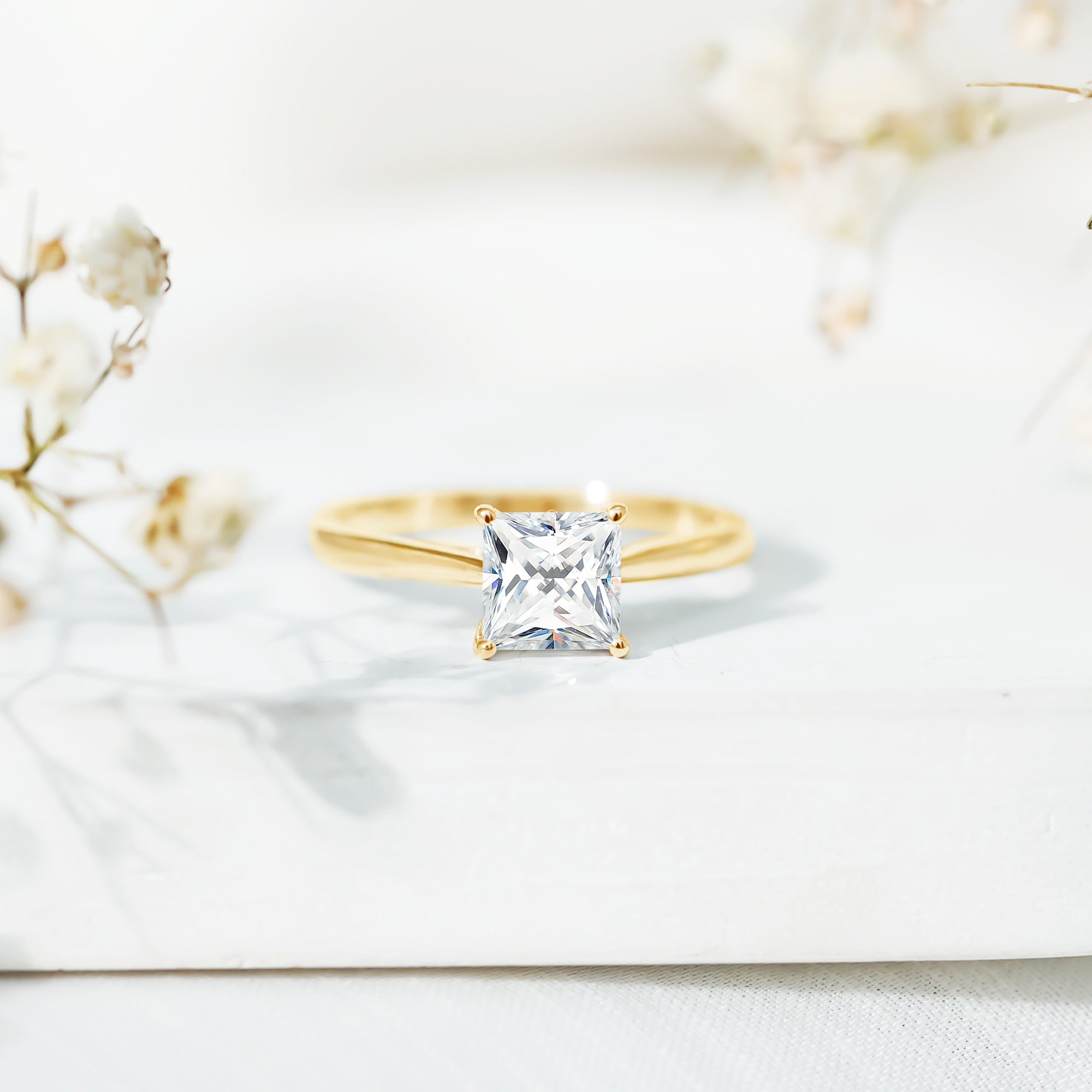 Solitaire 2 Carat Lab Created Diamond Princess Cut Engagement Ring IGI Certified Lab - ( EF-VS ) - Rosec Jewels