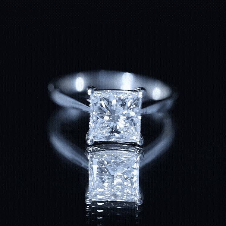 IGI Certified Lab Grown 3 Carat Diamond Princess Cut Engagement Ring Solitaire Lab - ( E-VS1 ) - Rosec Jewels