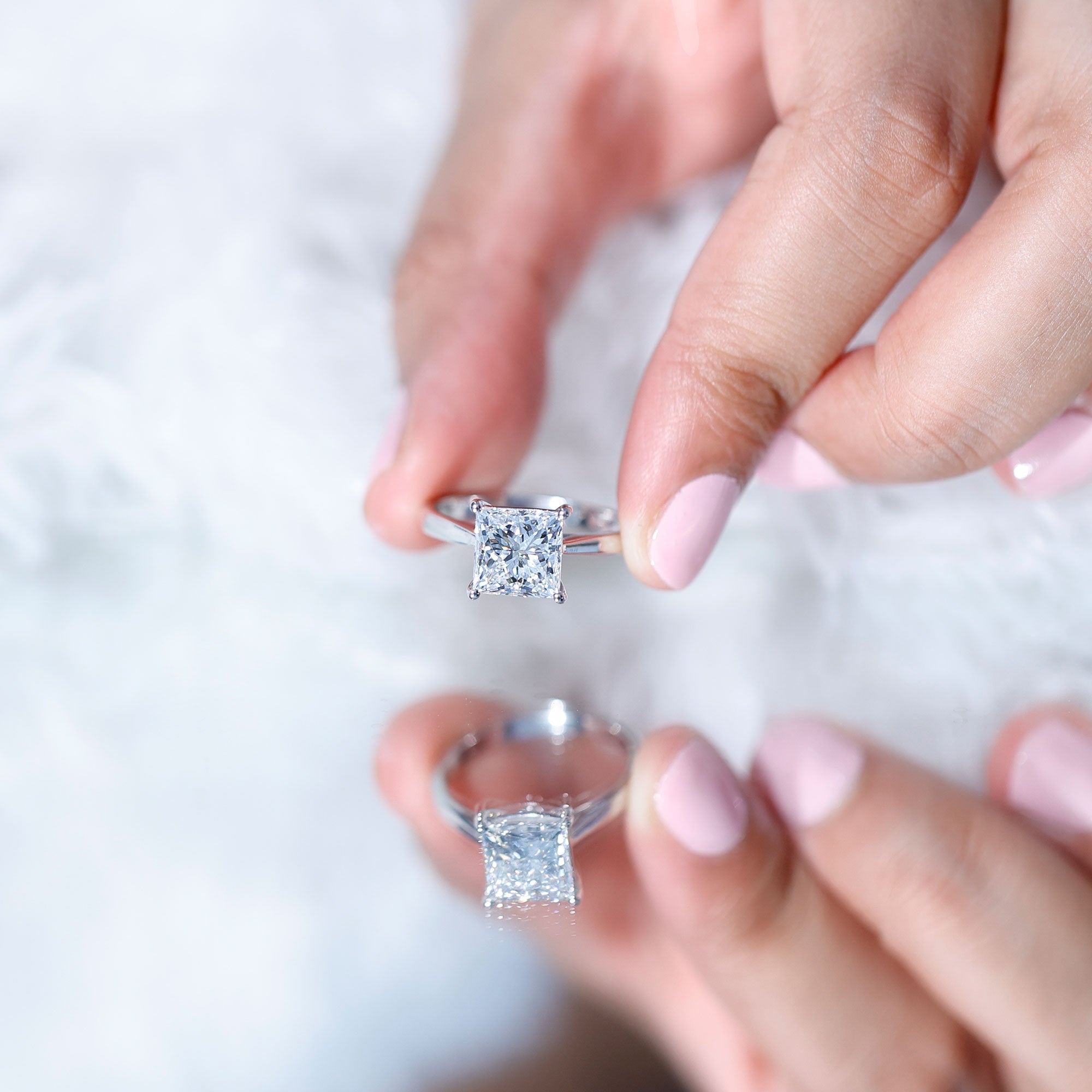 IGI Certified Lab Grown 3 Carat Diamond Princess Cut Engagement Ring Solitaire Lab - ( E-VS1 ) - Rosec Jewels